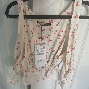 NWT Zara Front Tie Cherry Top